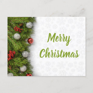 Christmas Tree Branches with Baubles Postcard