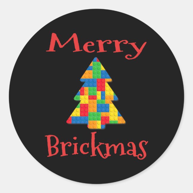 Christmas Tree Brick Master Builder Brick Set Bloc Classic Round Sticker (Front)