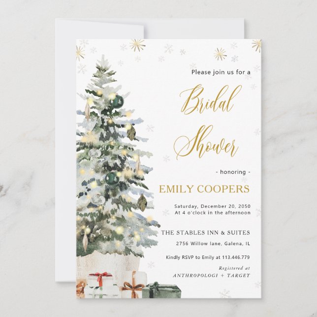 Christmas Tree Bridal Shower Invitation (Front)
