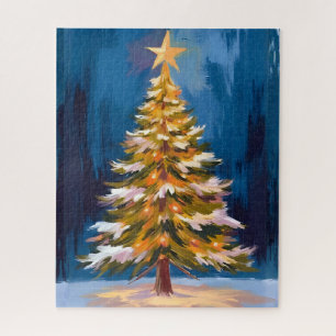 Christmas Tree Bright Star Watercolor Jigsaw Puzzle