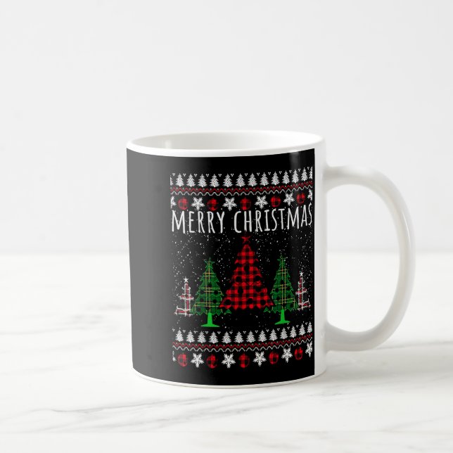 Christmas Tree Buffalo Gingham Plaid  Coffee Mug (Right)