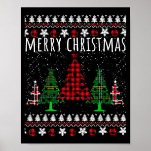 Christmas Tree Buffalo Gingham Plaid  Poster