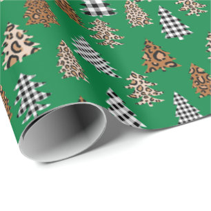 Christmas Tree Buffalo Plaid green Wrapping Paper
