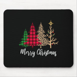 Christmas Tree Buffalo Plaid Red Green Leopard Xma Mouse Pad