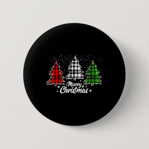 Christmas Tree Buffalo Plaid Red White Green Xmas 6 Cm Round Badge