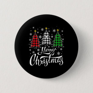 Christmas Tree Buffalo Plaid Red White Green Xmas 6 Cm Round Badge