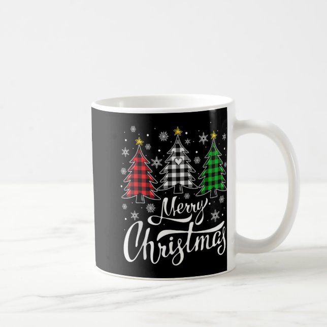 Christmas Tree Buffalo Plaid Red White Green Xmas  Coffee Mug (Right)
