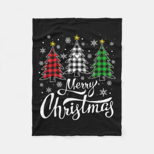Christmas Tree Buffalo Plaid Red White Green Xmas Fleece Blanket