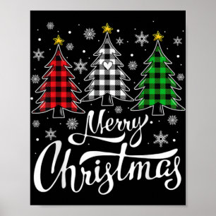Christmas Tree Buffalo Plaid Red White Green Xmas  Poster