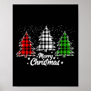 Christmas Tree Buffalo Plaid Red White Green Xmas  Poster