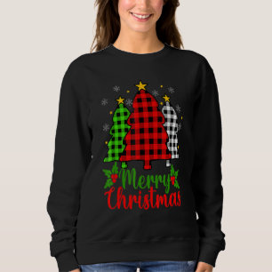 Christmas Tree Buffalo Plaid Red White Green Xmas  Sweatshirt