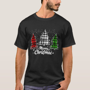 Christmas Tree Buffalo Plaid Red White Green Xmas  T-Shirt