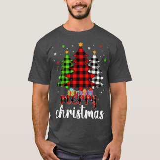 Christmas Tree Buffalo Plaid Red White Green Xmas  T-Shirt