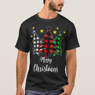 Christmas Tree Buffalo Plaid Red White Green Xmas T-Shirt