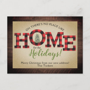 Christmas Tree Buffalo Plaid Rustic New HOME Postcard