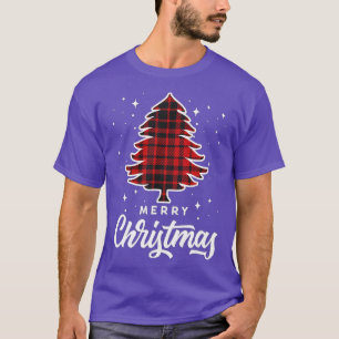 Christmas Tree Buffalo Red Plaid Xmas Trees Lights T-Shirt