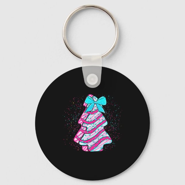 Christmas Tree Cake Coquette Bow Xmas Matching Fam Key Ring (Front)