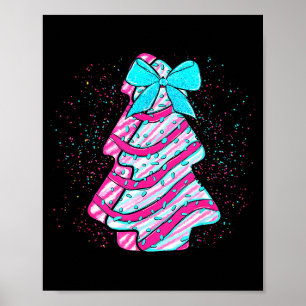 Christmas Tree Cake Coquette Bow Xmas Matching Fam Poster