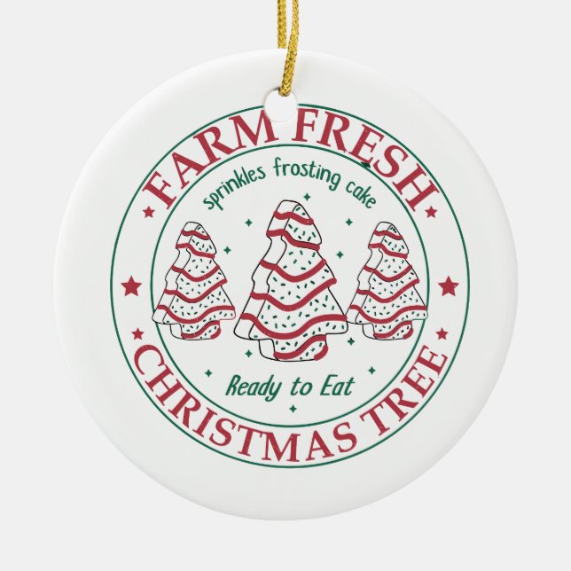 Christmas Tree Cake, Farm Fresh Christmas Tree Ceramic Ornament (Front)