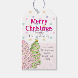 Christmas Tree Cake Gift Tag - Pastel Gift Tag