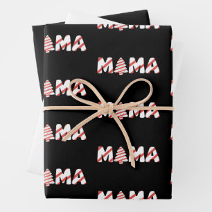 Christmas Tree Cake Matching Family Party Mama  Wrapping Paper Sheet