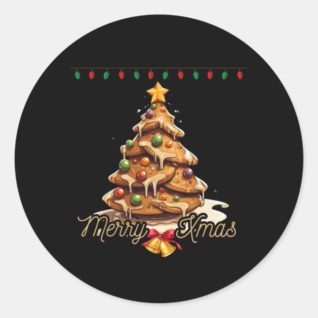 Christmas tree cake, merry xmas! classic round sticker (Front)