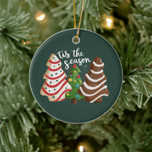 Christmas Tree Cake Tis The Season Xmas Holiday  Ceramic Ornament