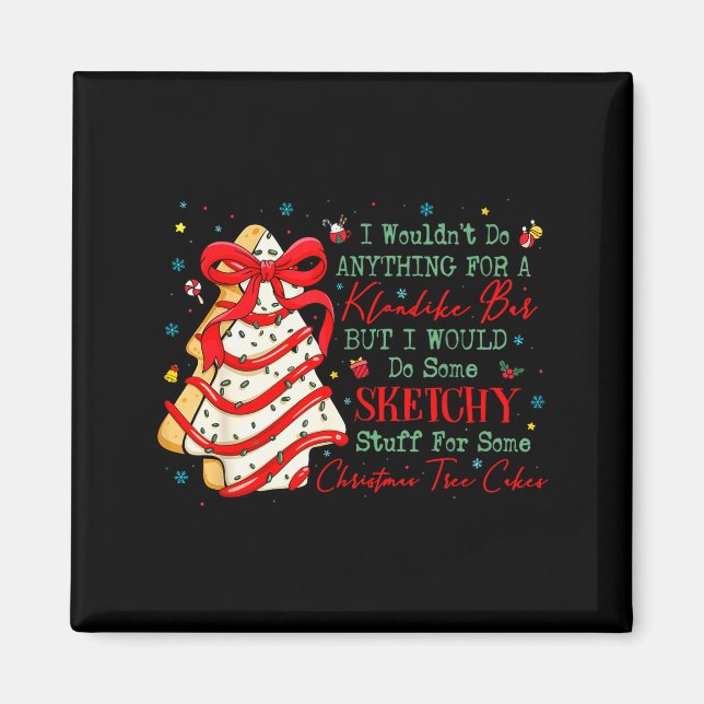 Christmas Tree Cakes Coquette Bow Xmas Pajamas Hol Magnet (Front)