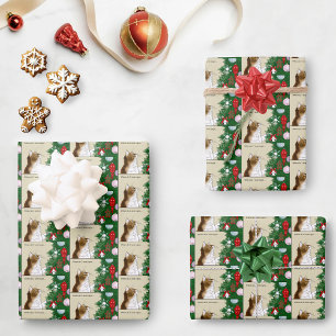 Christmas Tree Calico Cat Ornaments Funny Wrapping Paper Sheet