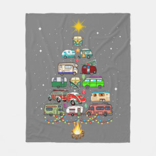 Christmas Tree Camper Vehicles Camping RVing Trail Fleece Blanket