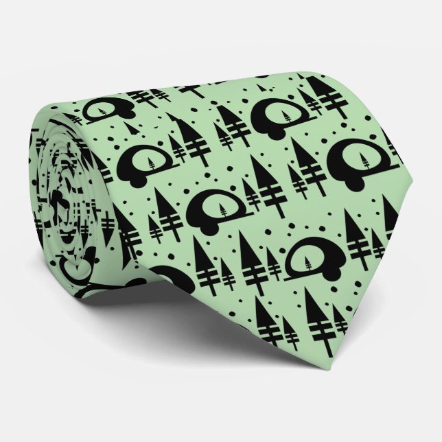 Christmas Tree Camping Repeat Pattern Tie (Rolled)