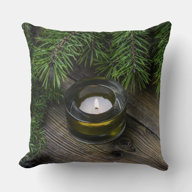 Christmas Tree & Candle Throw Pillow (Front)