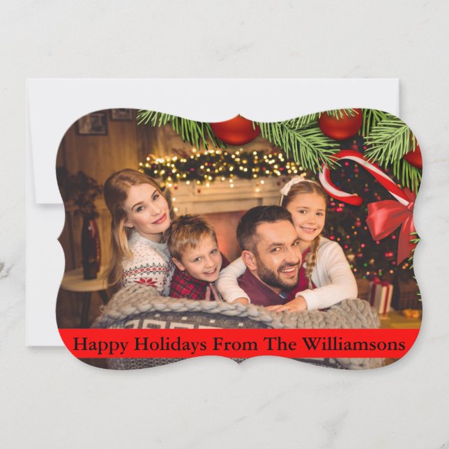 Christmas Tree Candy Cane Fancy Cut Happy Holidays Holiday Card (Front)