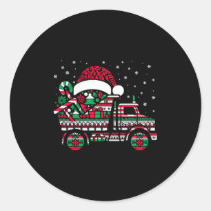 Christmas Tree Candy Dump Truck Christmas Boys Men Classic Round Sticker