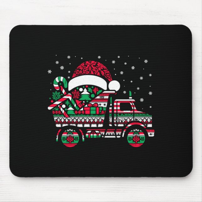 Christmas Tree Candy Dump Truck Christmas Boys Men Mouse Pad (Front)