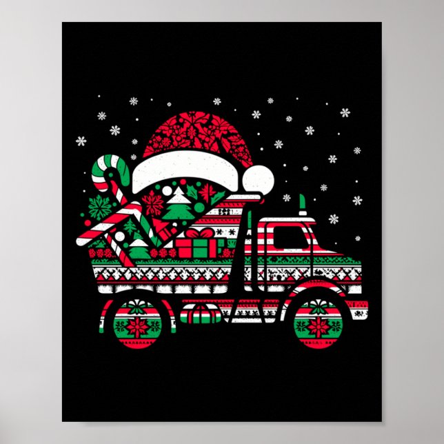 Christmas Tree Candy Dump Truck Christmas Boys Men Poster (Front)