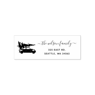 Christmas Tree Car Happy Holidays Return Address Self-inking Stamp