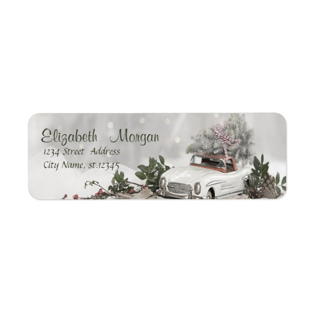 Christmas Tree,Car,Snow Return Address Label (Front)