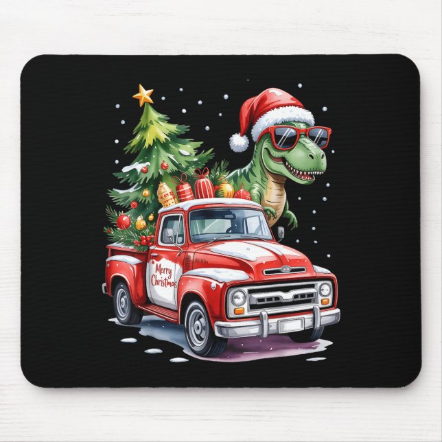 Christmas Tree Car Truck Dinosaur Trex Christmas B Mouse Pad (Front)