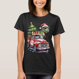 Christmas Tree Car Truck Dinosaur Trex Christmas B T-Shirt