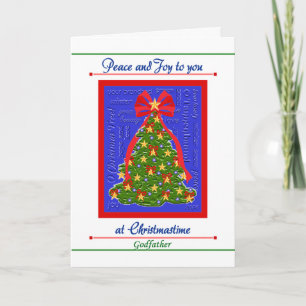 Christmas Tree card for Godfather - Peace and Joy