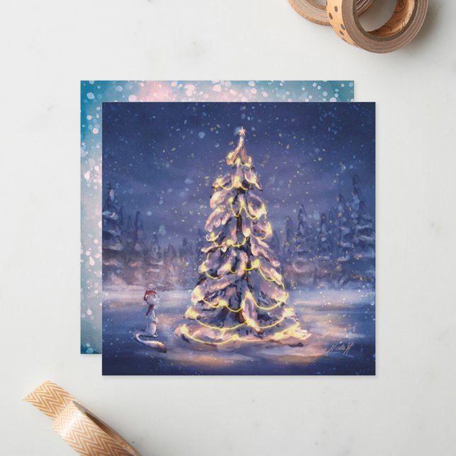 Christmas tree card illustrated by Monika Marzec (Front/Back In Situ)