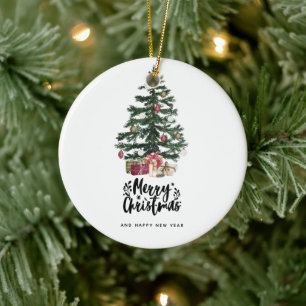 Christmas Tree Card Merry Christmas Holidays Ceramic Ornament