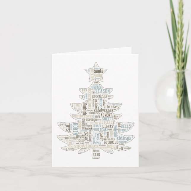 Christmas tree card shabby chic blue (Front)