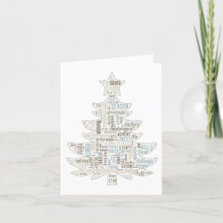 Christmas tree card shabby chic blue