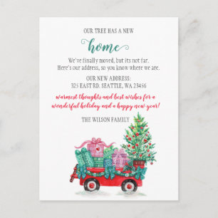 Christmas Tree Cart We've Moved Holiday Moving Postcard