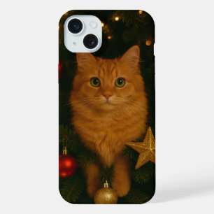Christmas Tree Cat iPhone 15 Plus Case