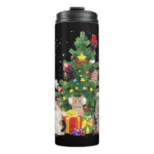 christmas tree cats - cat christmas sweater thermal tumbler