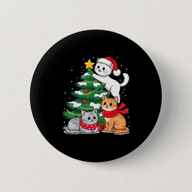 Christmas Tree Cats Xmas  6 Cm Round Badge (Front)