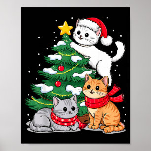 Christmas Tree Cats Xmas  Poster